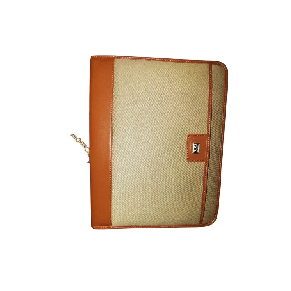 NWT Cutter & Buck Canvas & Leather Padfolio Organizer Planner Tan    57